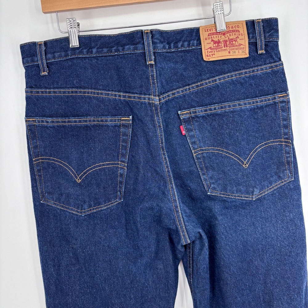 Vintage Levis 517 Bootcut‎ Jeans Mens 38x36 Dark Wash Made in USA